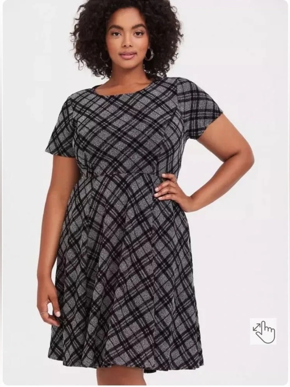 Torrid Size 3 Black and Gray Plaid Fit-and-Flare Dress